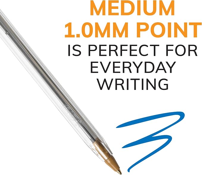 BIC Cristal Xtra Smooth Blue Ballpoint Pens, Medium Point, Extra Smooth and - Image 2