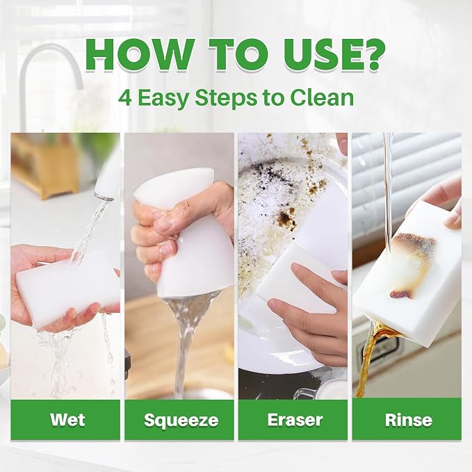 Magic Melamine Sponge Eraser, GRS Certified 12 Pack Magic Cleaning Erasers in - Image 6