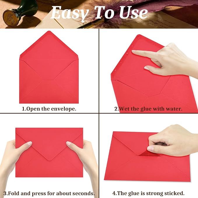 50 Pack Red A7 Envelopes, Christmas New Years Greeting Card Envelopes Self Seal - Image 4