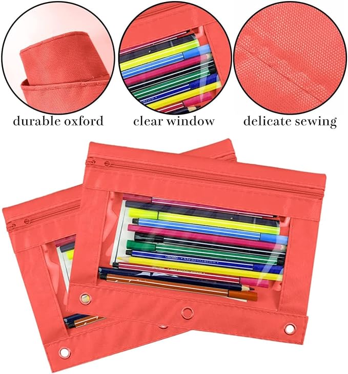 YoeeJob Pencil Pouch for 3 Ring Binder, Zipper Pencil Pouches Bulk, Pencil Case - Image 3