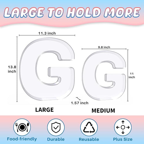 13.8" Extra Large Acrylic Letter Charcuterie Board Box, Reusable Fillable - Image 2