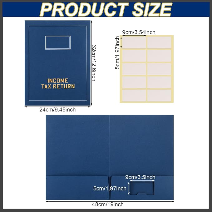 Kisston 100 Pcs Tax Return Folders Bulk 2 Pocket Gold Foil Stamped Income Tax - Image 2