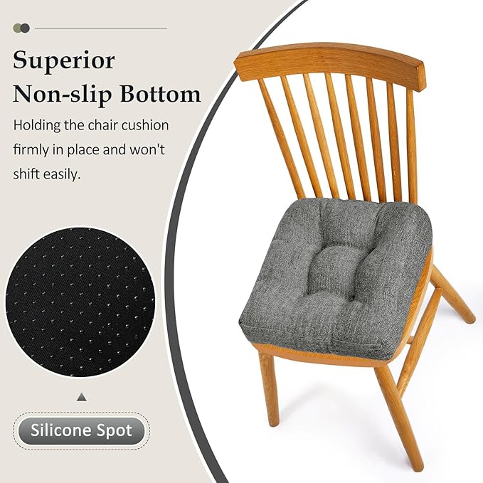 downluxe Chair Cushions for Dining Chairs 4 Pack, Tufted Indoor Chair Pads - Image 3