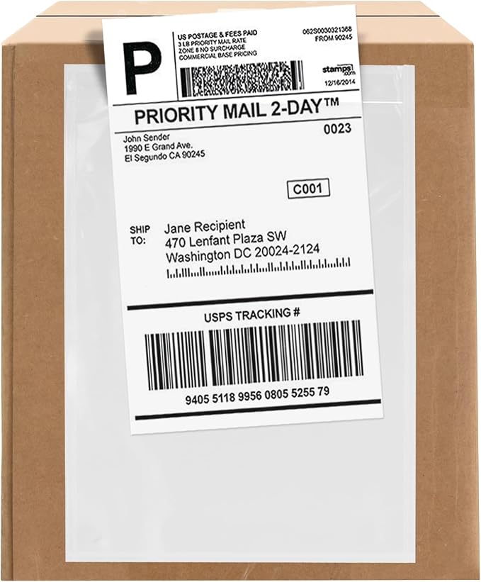100 Count 7" x 10" Shipping Label Envelopes, Top Loading by GPI+POLY