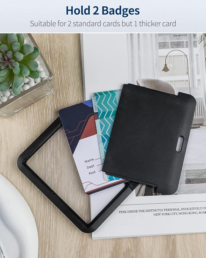 Uniclife 1 Pack Sliding ID Badge Holder Black Horizontal Hard Plastic Case - Image 3