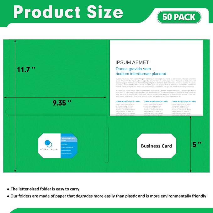 Two Pocket Folders, PANDRI 50 Pack 2 Pocket Folders, Letter Size Paper File - Image 2