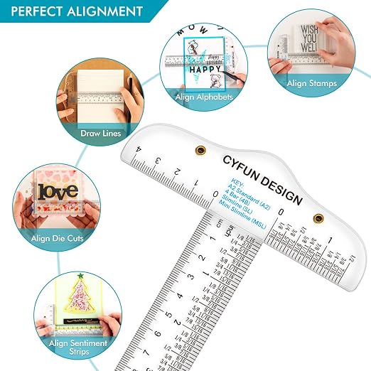 2PCS 6 Inches/15cm Acrylic Clear T-Square Ruler, Inches and Metric, T Square - Image 4