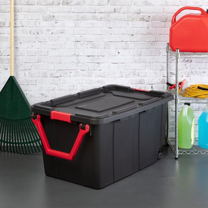 Sterilite 8-Pack Industrial Tote, Heavy-Duty Storage Bins w/Lids and Wheels - Image 6