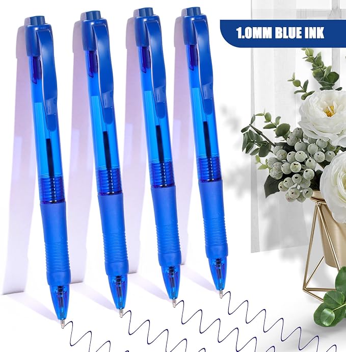 deegtran Pens Bulk, 100 Pack No Bleed Blue Ink Click Pens - Image 3