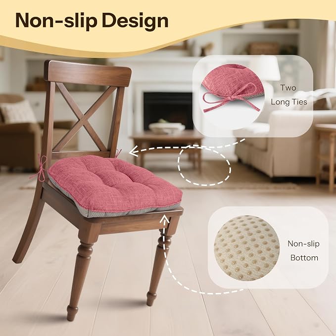 Non Slip Chair Cushions for Dining Chairs Set of 4 Kitchen Chair Cushions - Image 3