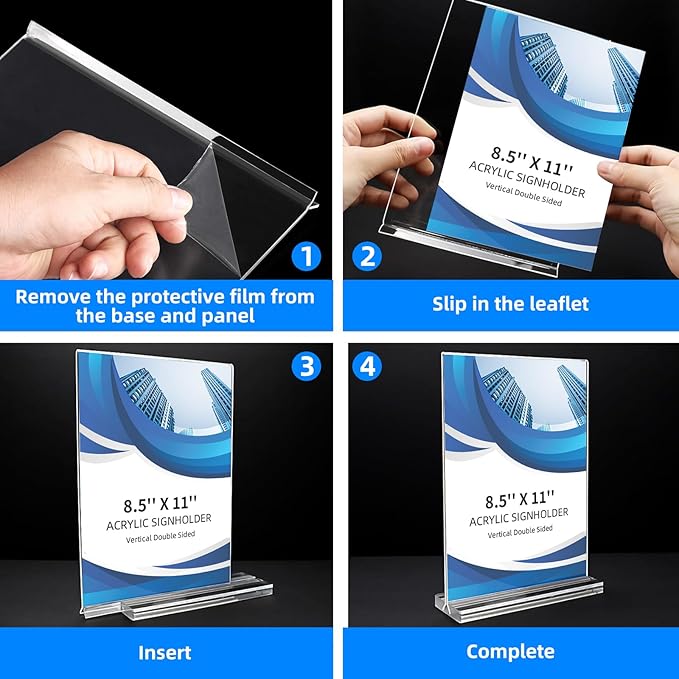 3 Pack Acrylic Sign Holder 8.5 x 11, Double-Sided Clear Sign Holder Plastic - Image 4