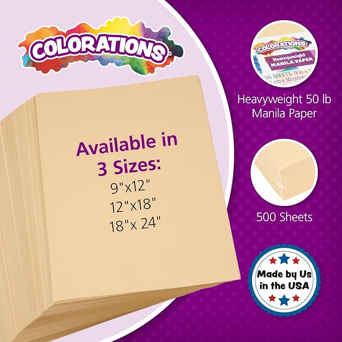 Colorations Heavyweight Manila Paper, 50 lb, 500 Sheets - Image 2