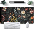Floral Desk Mat Dark Academia Vintage Aesthetic Desk Pad Flower Plant Large by Nasdalgias