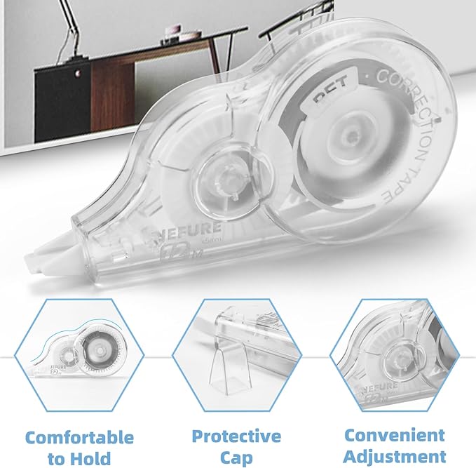 4 Pcs Correction Tape, 39.4 Ft White Wrong Out Tear-Resistant Bulk, Instant - Image 3