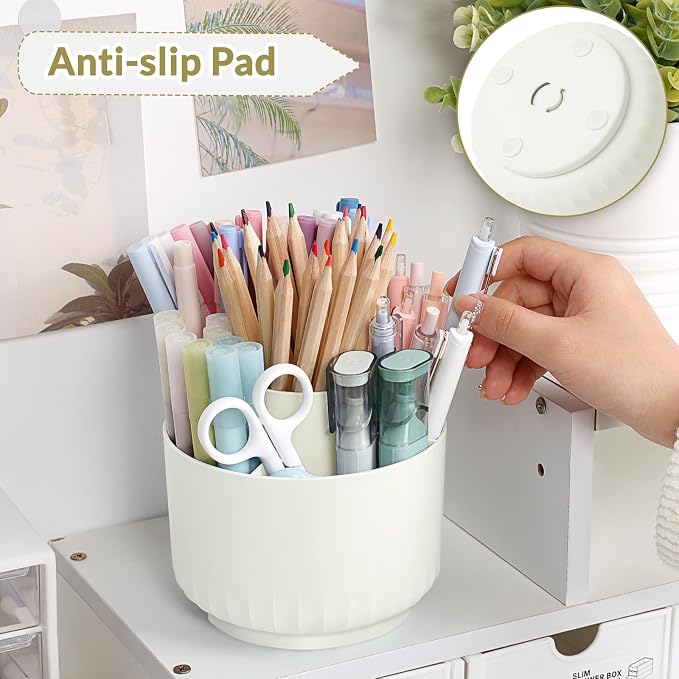 SKYDUE 360 Degree Rotating Desk Organizer, Small Dual-Purpose Pencil Pen Holder - Image 3