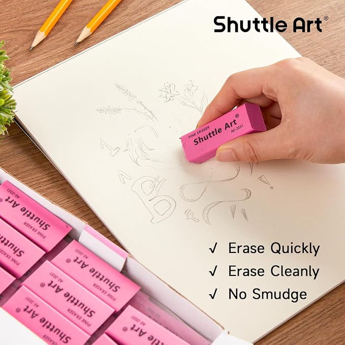 Shuttle Art Pink Erasers, 200 Pack Bulk - Image 4