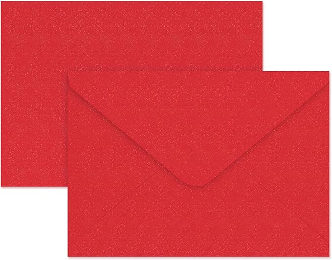 YINUOYOUJIA 50 PCS Pearl Red Envelopes A7, 5 x 7 Red Shimmer Envelopes by YINUOYOUJIA