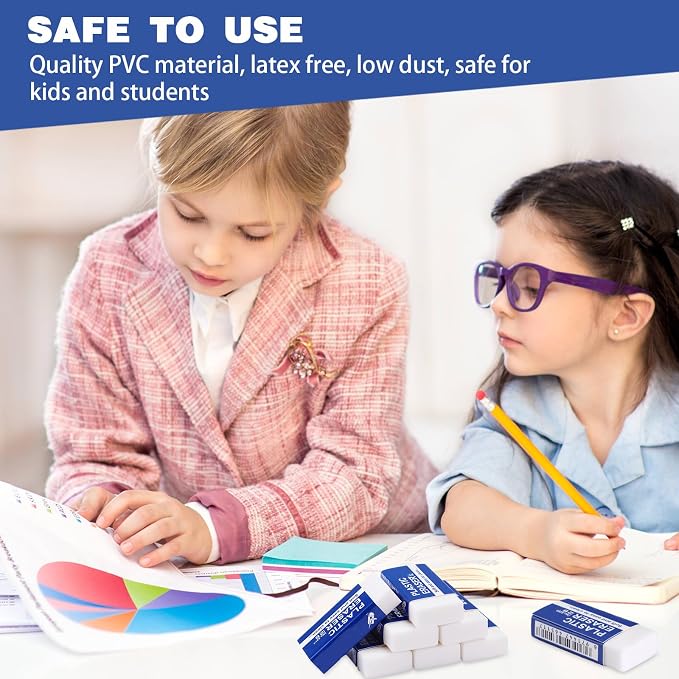 Yeaqee 500 Pcs White Pencil Erasers Bulk Soft Art Erasers School Pencil Erasers - Image 4