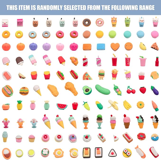 182pcs 3D Cute Kids Erasers, Random Desktop Pet Toys Gifts, Classroom Rewards - Image 7
