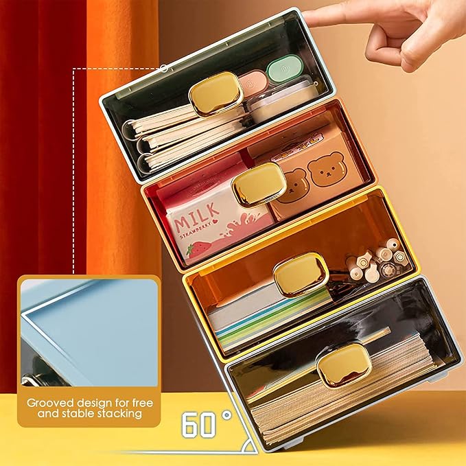 2 PACK Stackable Desk Organizer Stackable Storage Drawer Small Desk Organizer - Image 5