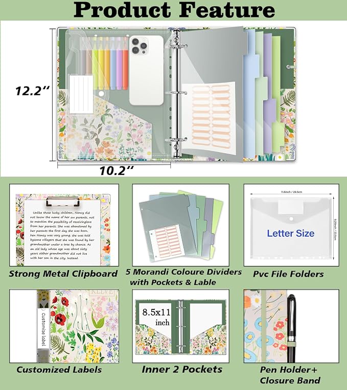 3 Ring 1 Inch Binder Organizer, KLLVE Three Ring Binders - Image 2
