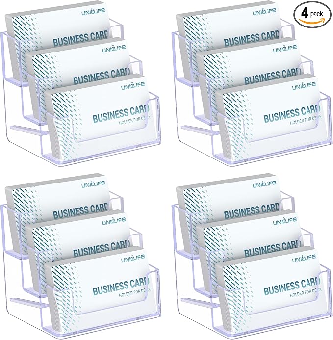 Uniclife 4 Pack Acrylic Business Card Holder by UnicLife