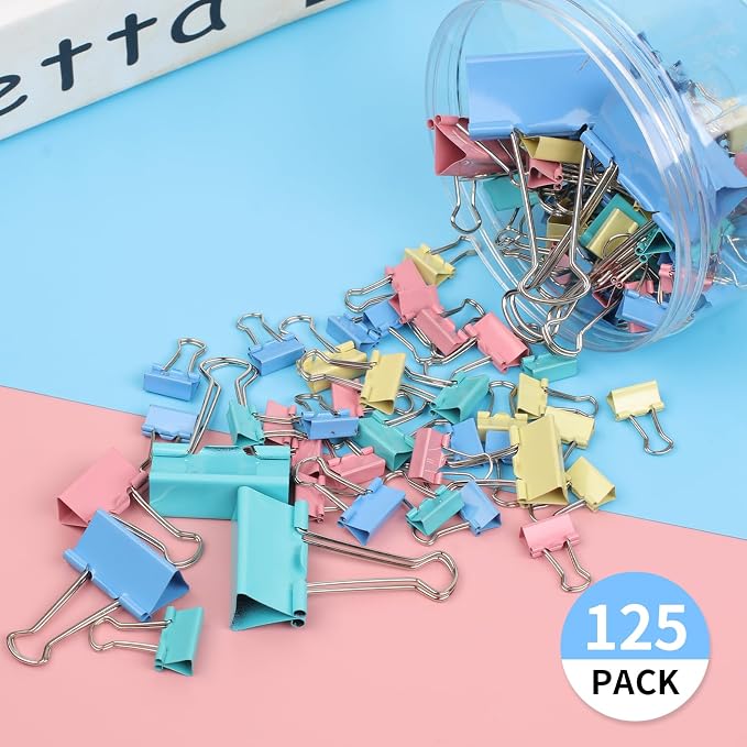 Joyberg 125Pcs Binder Clips Colored, Binder Clips Assorted Sizes, 6 Sizes - Image 4
