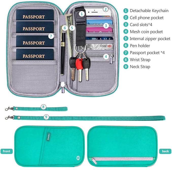 RFID Passport Wallet with Vaccine Card Slot, Family Travel Passport Holder - Image 5