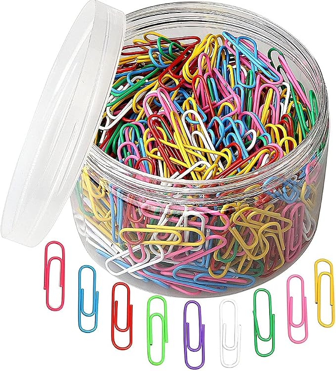 SUMAJU 500 PCS Colored Paper Clips, Medium 33 mm/1.3Inch Assorted Paperclips by SUMAJU