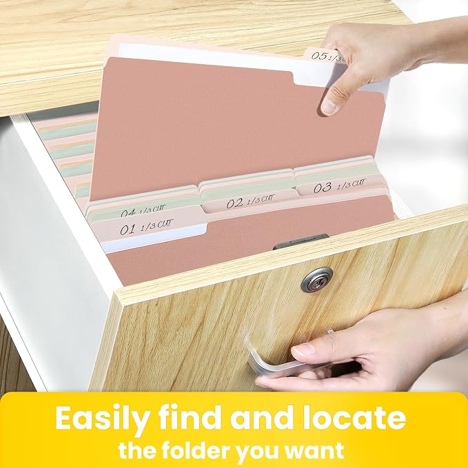 SUNEE File Folders Letter Size Pastel Colors, 250 Pack Manilla Folders 8.5 x 11 - Image 5