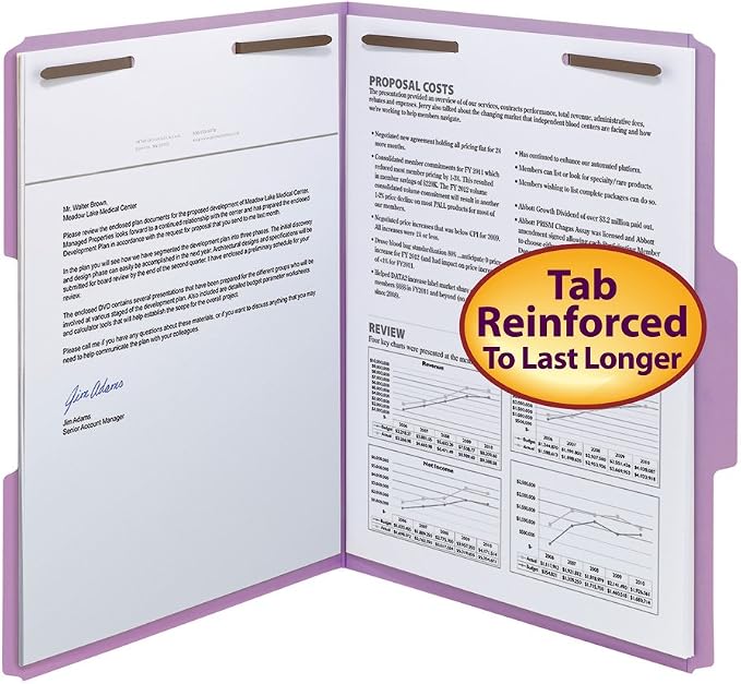 Smead Fastener File Folders, Reinforced 1/3-Cut Tabs, 2 Fasteners, Letter Size - Image 4