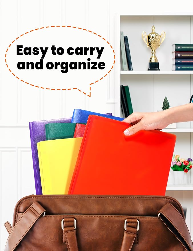 SUNEE 2 Pocket Folders with Prongs Plastic Folders with Pockets and Prongs Fit - Image 7