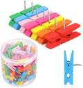 130 PCS Colorful Push Pin with Wooden Clips, Durable Wooden Push Pins, by Joyberg