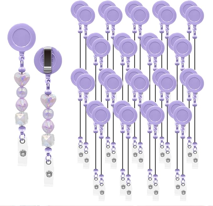 30pcs Purple Beadable Badge Reels Making Kits by Unknown