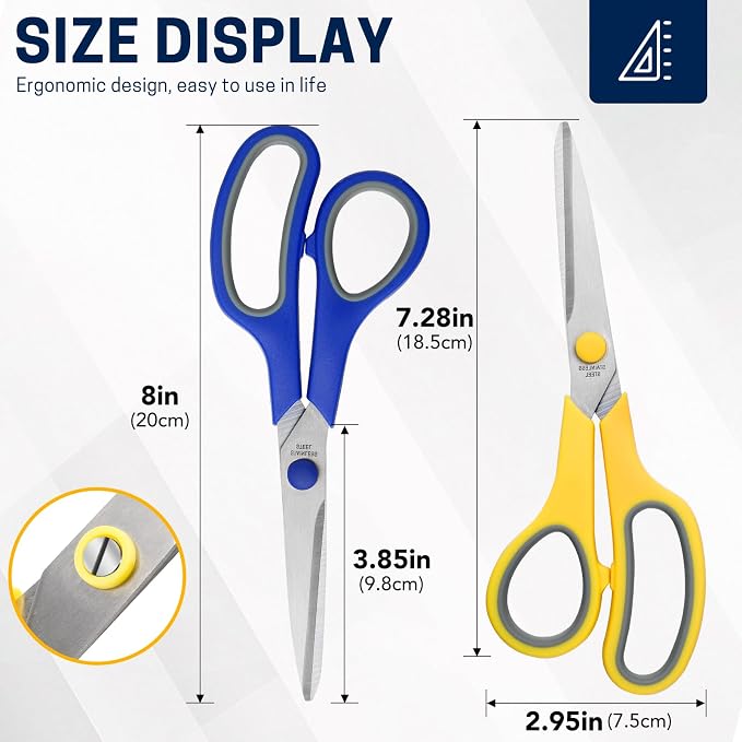 BURVAGY 8" Multipurpose Scissor Bulk 48 Pack, Comfort Grip Handles Ultra Sharp - Image 2