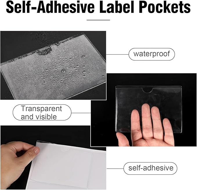 52 Pcs 3" x 5" Self Adhesive Index Card Pockets Label Pockets - Image 4