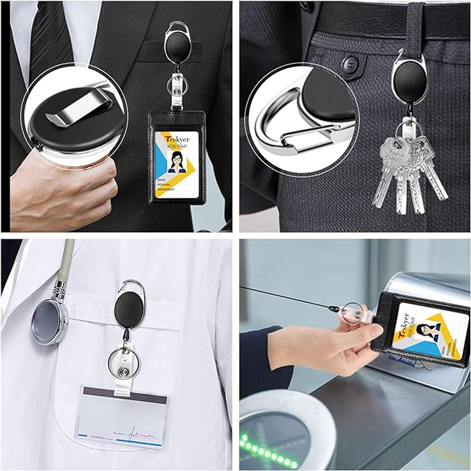 Teskyer Badge Reel, 2 Pack Retractable Badge Holders - Image 6