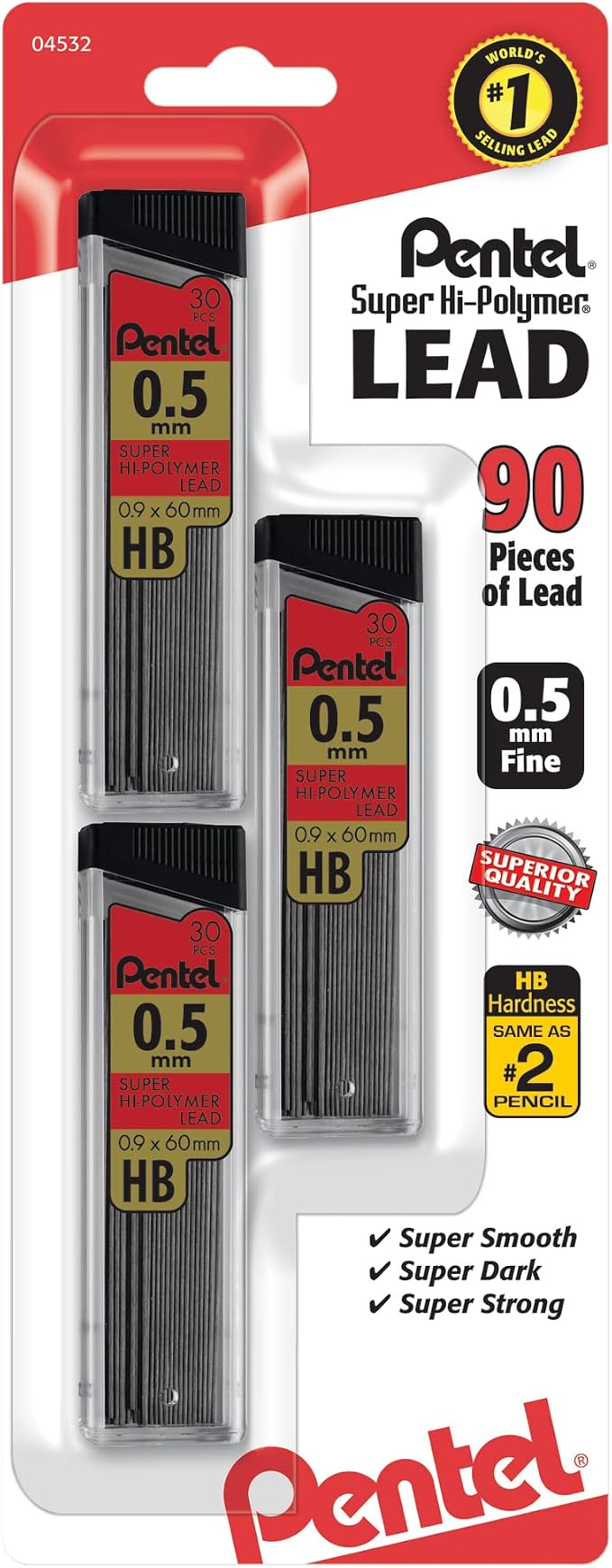 Pentel Super Hi-Polymer Lead Refills, 90 Pieces - Image 2