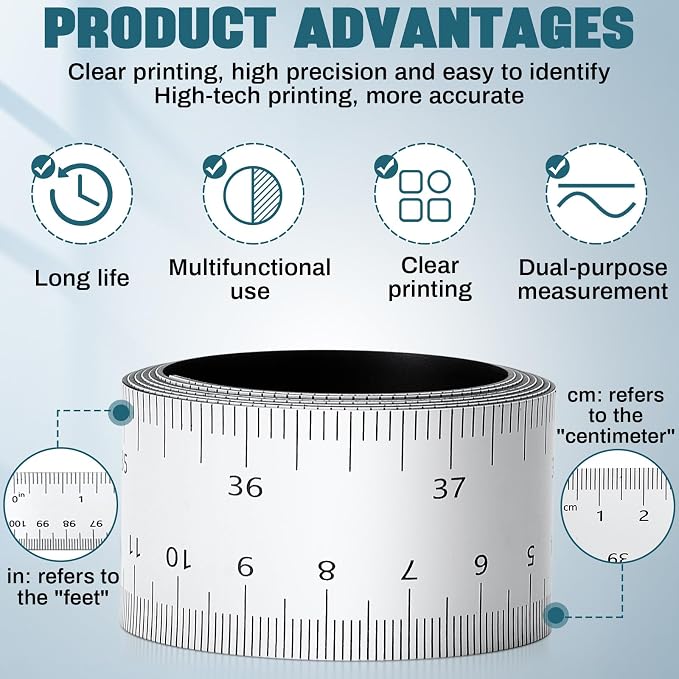 Relaxweex 1 Pcs 39.37 Inch Magnetic Ruler Flexible Tape Magnetic Tape Measure - Image 3
