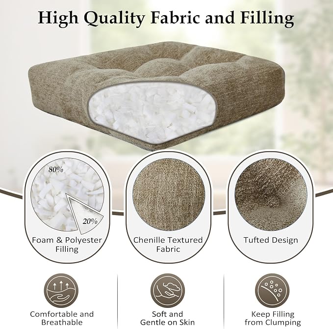 downluxe Chair Cushions for Dining Chairs 2 Pack, Tufted Indoor Chair Pads - Image 2