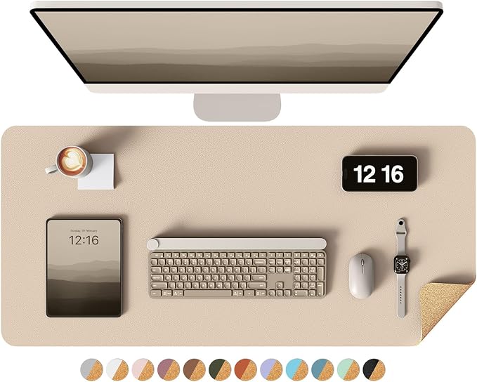 YSAGi Double-Sided Desk Pad, 35.4"x17" Leather Desk Mat, Eco Cork Desk Pad by YSAGi
