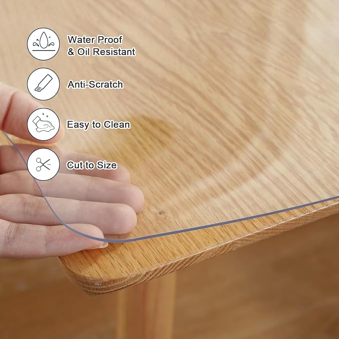 LovePads Clear Table Cover Protector, 40 x 108 Inch 2mm Thick Plastic Table - Image 3
