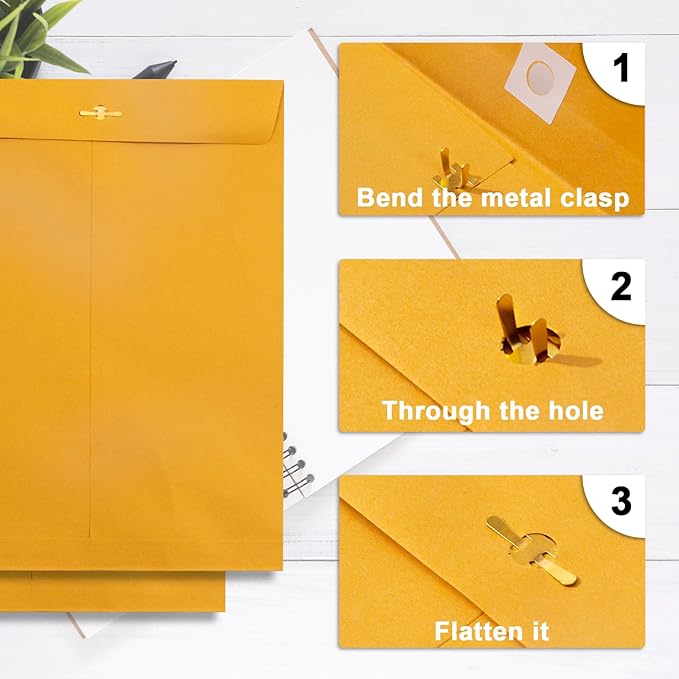 10x13 Clasp Envelopes 20 Pack, Goefun Large Brown Yellow Manilla Envelopes 10x13 - Image 5