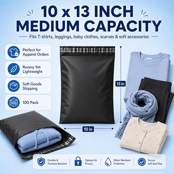 Fuxury Poly Mailers 10x13 Inch 50Pcs, Waterproof Shipping Bags - Image 2