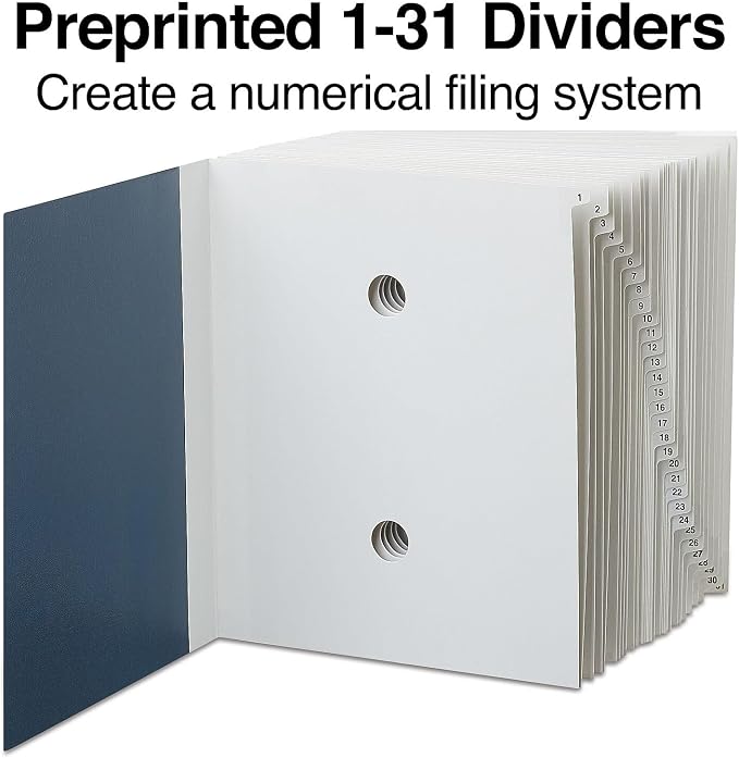 Staples Everyday Pressboard Indexed Desk File, Numerical Index, Durable Blue - Image 2