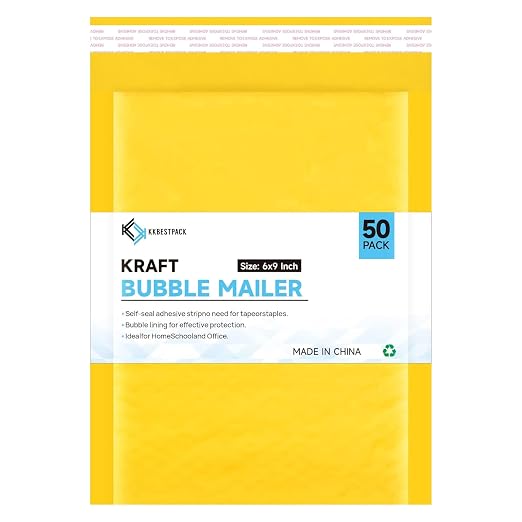 Kkbestpack Kraft Paper Bubble Mailers #0, 6x10 Inch Self-Seal Padded Mailing by KKBESTPACK