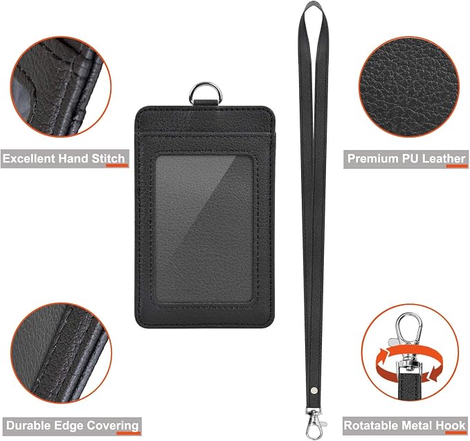3 Pack PU Leather ID Badge Holder, Life-Mate ID Badge Holder - Image 2