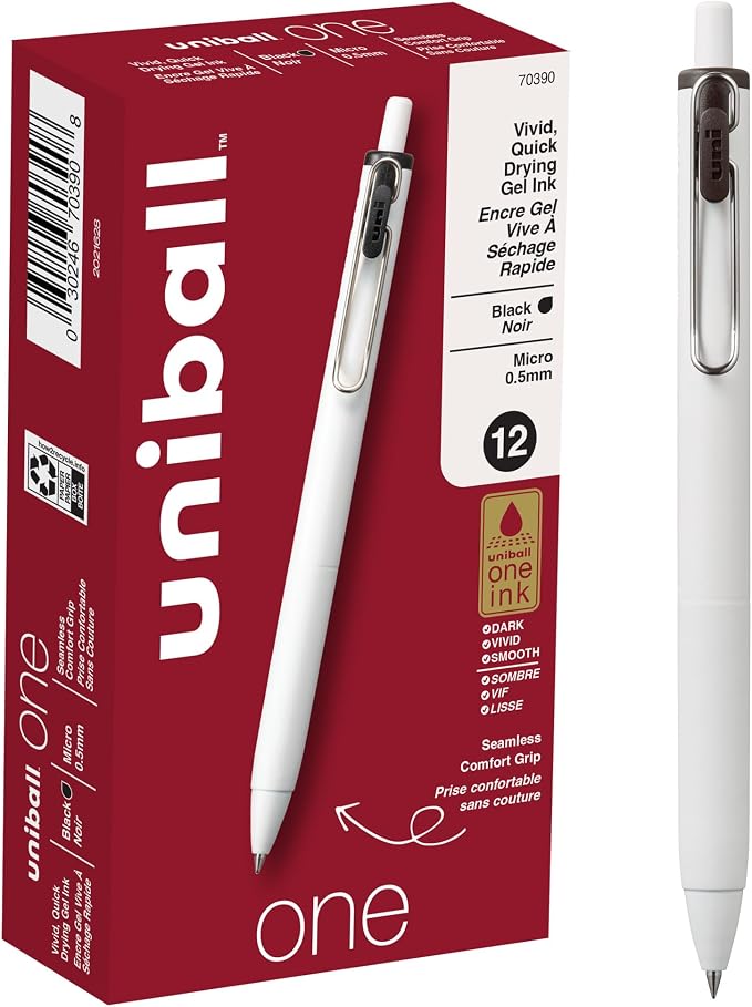 Uniball One Gel Pen 12 Count; 0.5mm Micro Black Pens; Gel Ink Pens | Office by uni-ball
