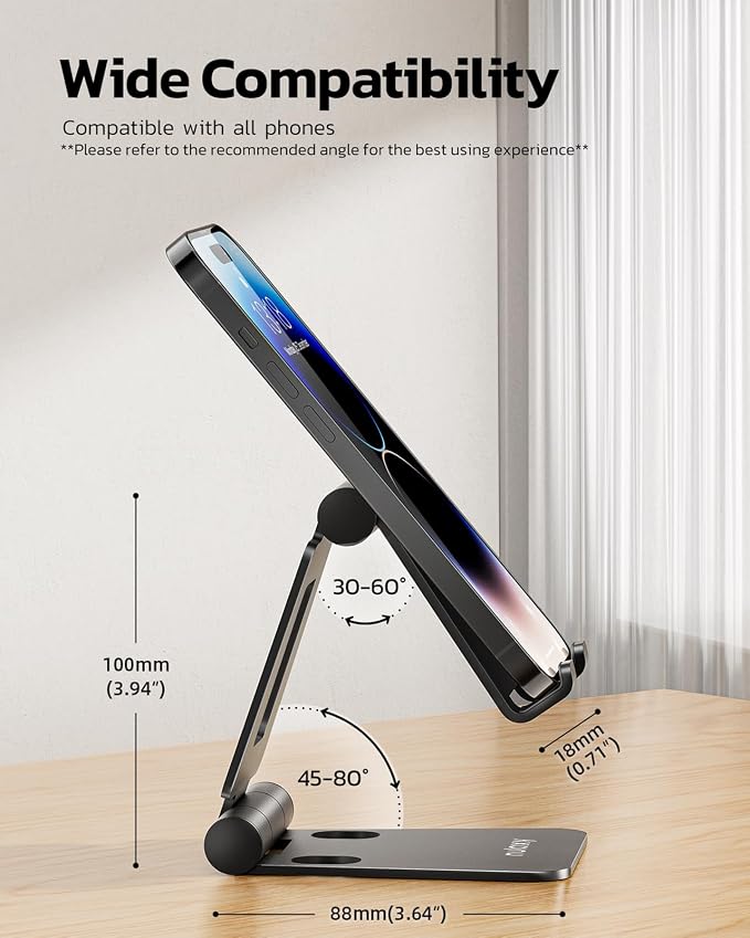 Nulaxy 2 Pack Fully Aluminum Dual Folding Cell Phone Stand, Adjustable Foldable - Image 3