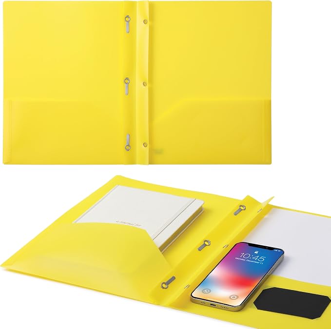 Mr. Pen- Plastic Folders with Pockets and Prongs, 48 Pack, Letter Size | Yellow - Image 7